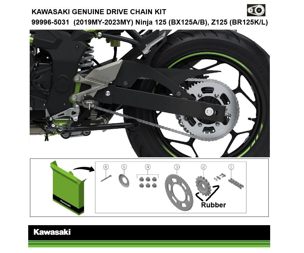 Originální řetězová sada Ninja & Z125 (BX125A/B,BR125K/L)
